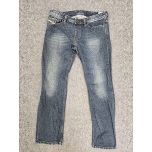 Diesel Viker 0RK08 Men Regular Straight Jeans Medium Wash Blue 36x32 Made Italy